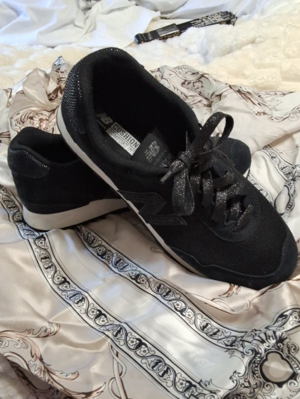 New Balance Women's Black Athletic Sneakers with Glitter Laces